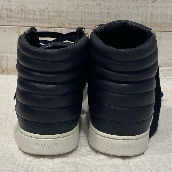 Gucci Mens Navy Blue GG Supreme High Top Sneakers - Picture 5 of 14